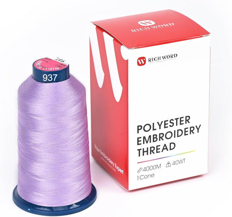 Poolin Richword Selected Purple Embroidery Thread 4000M(4374Y) 40WT Polyester Thread 100 Colors Selected for Commercial Multi Needles and Single Needle Embroidery Machine 0937 - Image 1